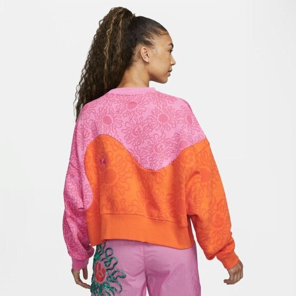 Nike Women's Project Uphoria Floral Sweatshirt in Orange Size XL DV9648-819 - Picture 2 of 10
